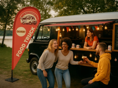 Beach flag goutte foodtruck