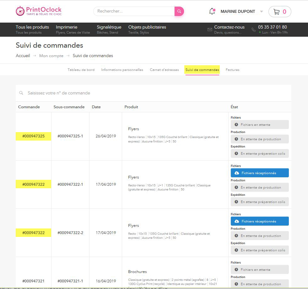 envío de archivo en PrintOclock